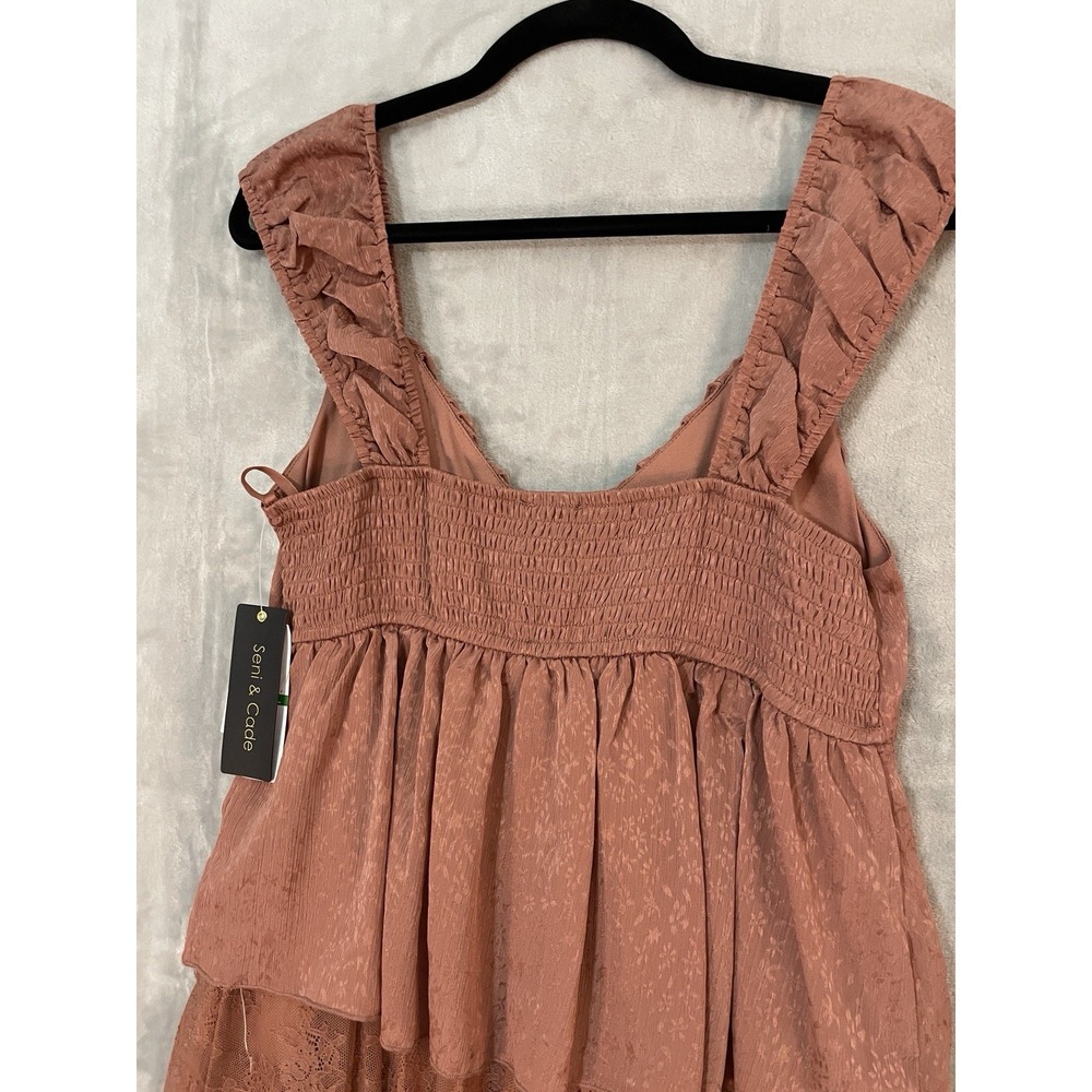 SENI & CADE Juniors Size L Lace Midi Dress Dark Peach Summer Party Tie Front NWT - Picture 11 of 11